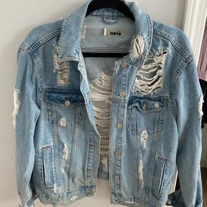 Top Shop Oversized Distressed Denim Jacket